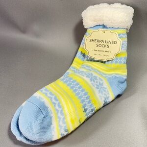 Sherpa Socks | New Blue Yellow and White Sherpa Lined Socks